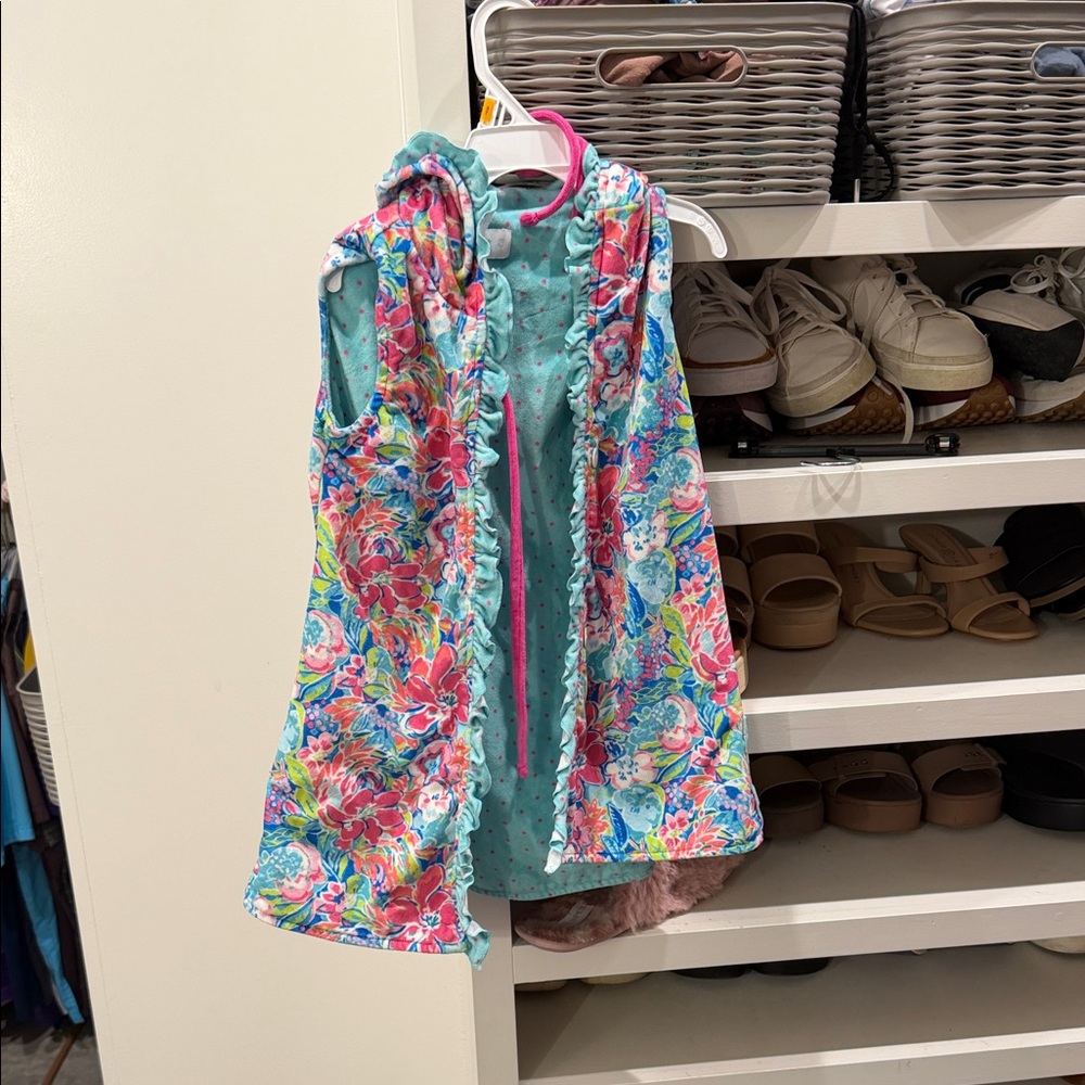 SweetHoney Hooded Floral Swim Coverup - Turquoise Pink Multi